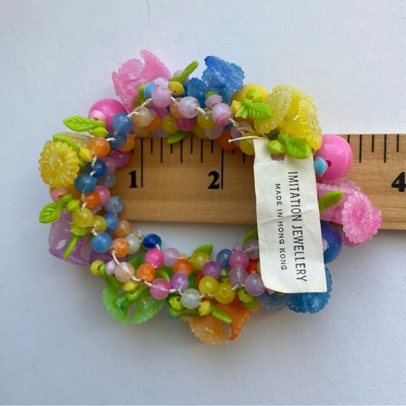 3 Vintage NOS Flower Tutti Frutti Bracelet Leaves Beads Original Tags dead-stock - Picture 7 of 13